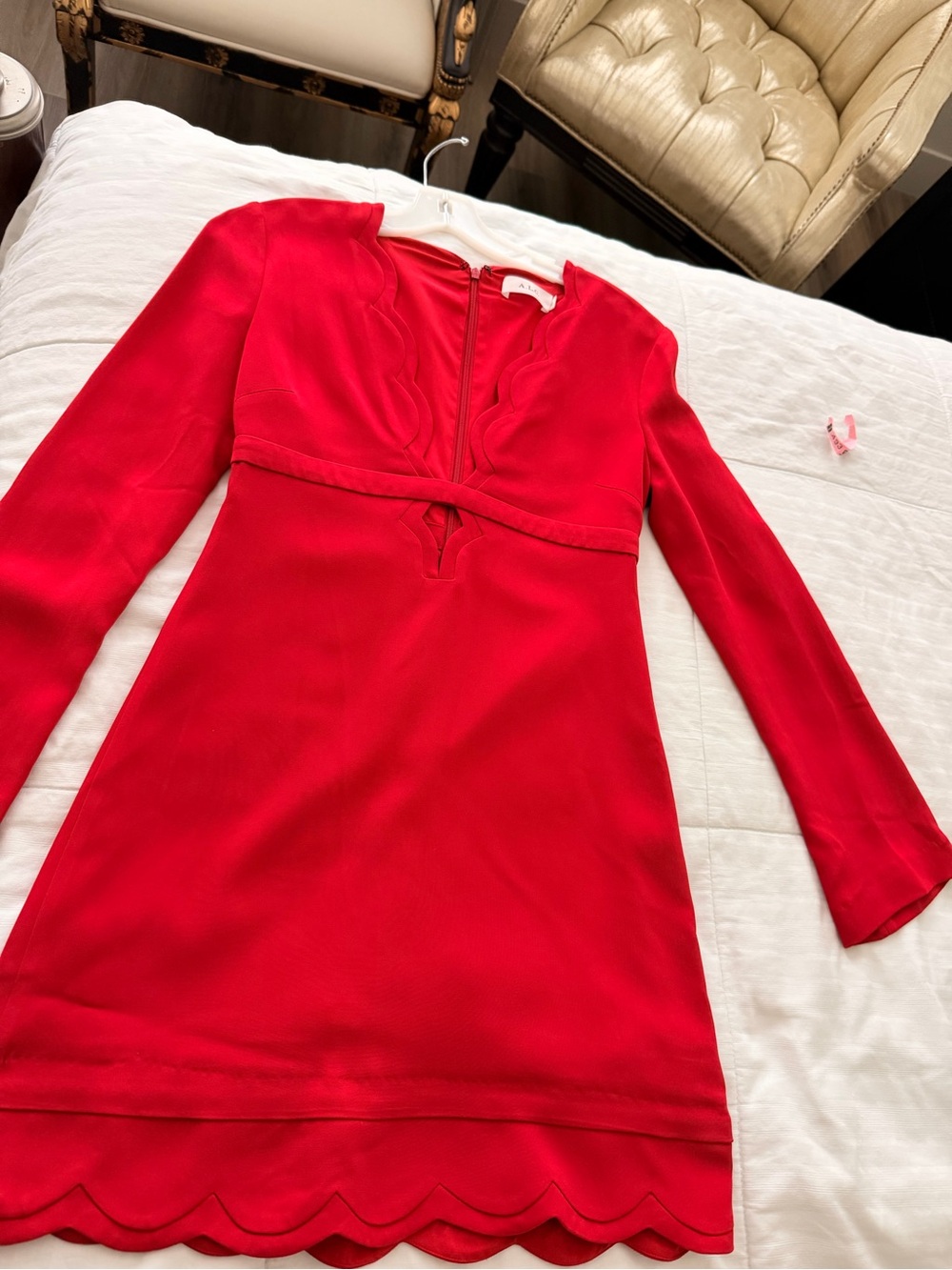A.L.C. Bright Red Dress with Subtle Neck Seam